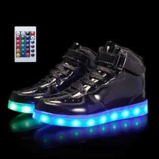 Led Shoes Men Black High Top Platinum Remote