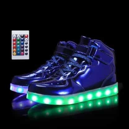 Led Shoes Men Blue High Top Platinum Remote