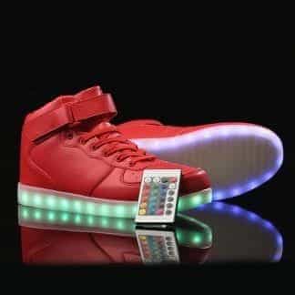 LED Shoes Mens Red High Top Remote