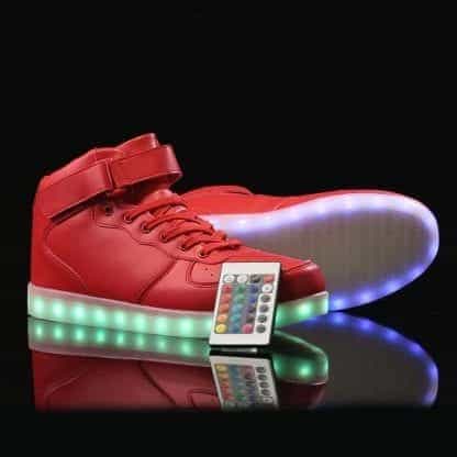 LED Shoes Mens Red High Top Remote