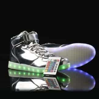 LED Shoes Mens Silver High Top Remote