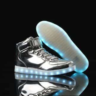 LED Shoes Mens Silver High Top