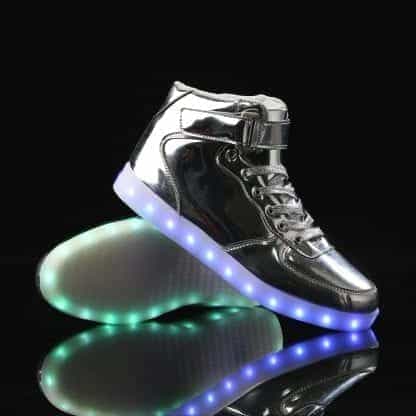 LED Shoes Kids High Top Silver Remote - Image 4