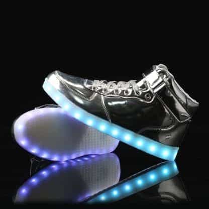 LED Shoes Kids High Top Silver Remote - Image 6