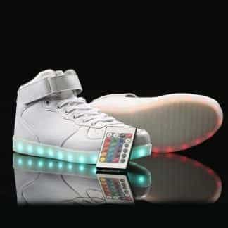 LED Shoes Mens White High Top Remote