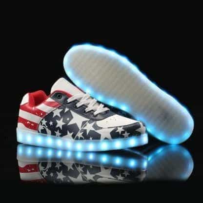 LED Shoes Mens American Flag Low Top