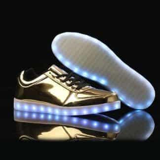 LED Shoes Mens Gold Low Top