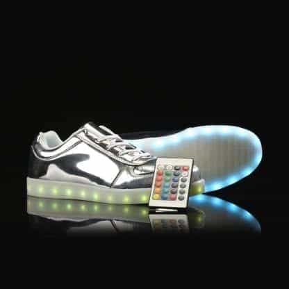 LED Shoes Kids Low Top Silver Remote