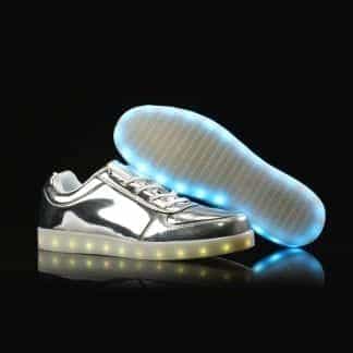 LED Shoes Mens Silver Low Top