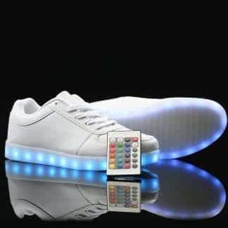 LED Shoes Mens White Low Top Remote