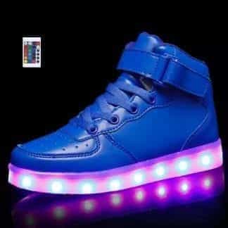 LED Shoes Kids High Top Blue Remote