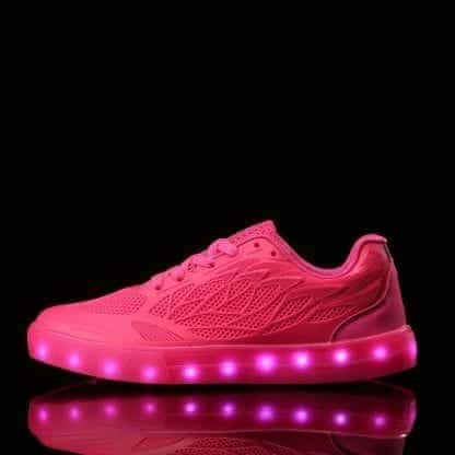 LED Light Up Trainers Women Neon Pink - Image 6