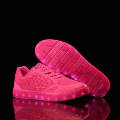 LED Light Up Trainers Women Neon Pink - Image 4