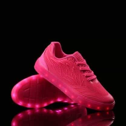 LED Light Up Trainers Women Neon Pink - Image 3
