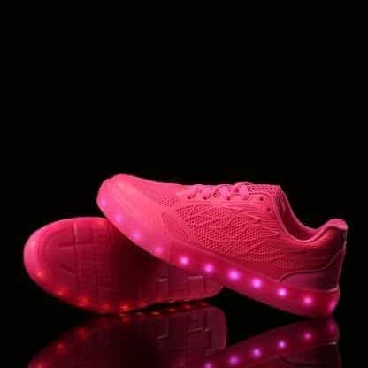 LED Light Up Trainers Women Neon Pink - Image 2