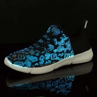 LED Shoes Mens Black Fiber Optics