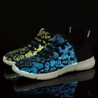 LED Shoes Black Kids Fiber Optics
