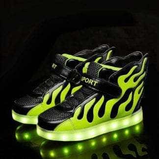Led Shoes Kids Green Flames