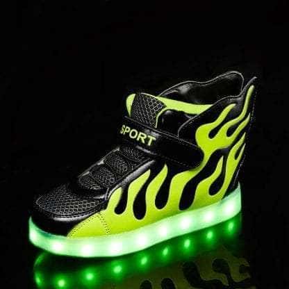 Led Shoes Kids Green Flames - Image 2