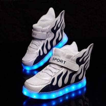 Led Shoes White Kids Flames - Image 4