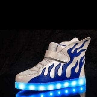 Led Shoes Kids White Flames