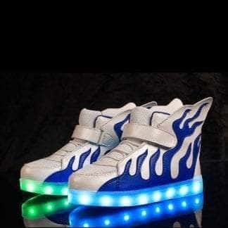 Led Shoes White Kids Flames