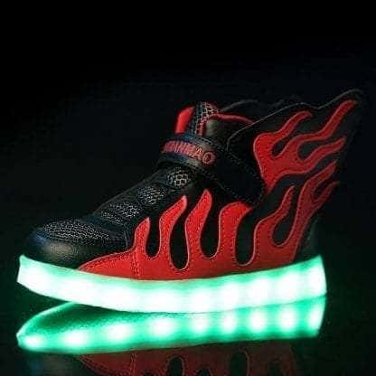 Led Shoes Kids Red Flames