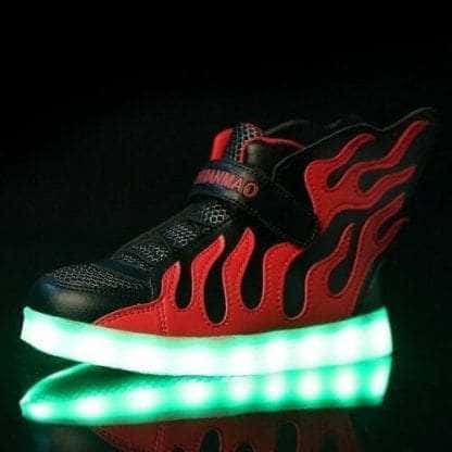 Led Shoes Red Kids Flames
