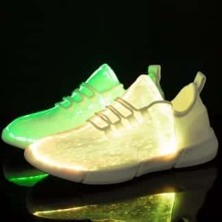 Led Shoes Kids White Fiber Optics