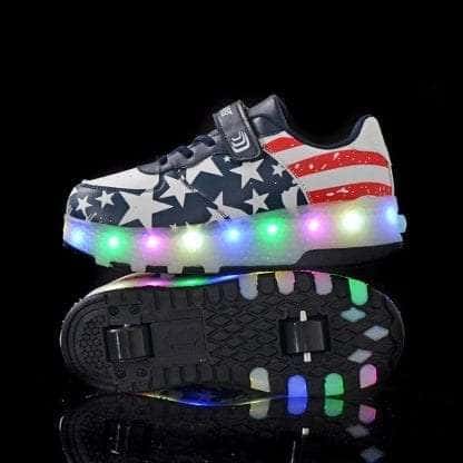Led Shoes Kids American Flag Rollers - Image 2